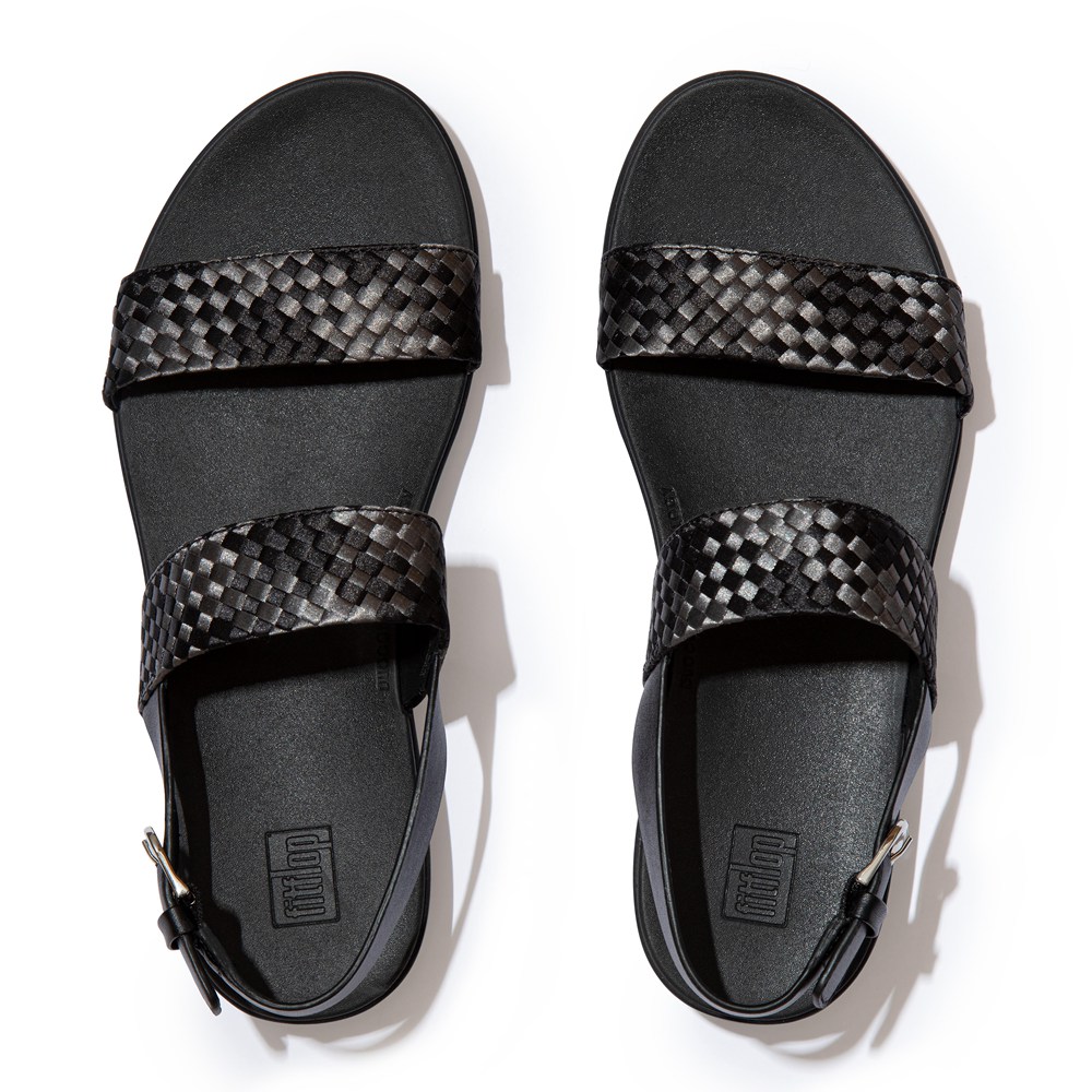 Fitflop Womens Sandals - Barra Silky-weave Back-strap - Black - 732-EVHRCA